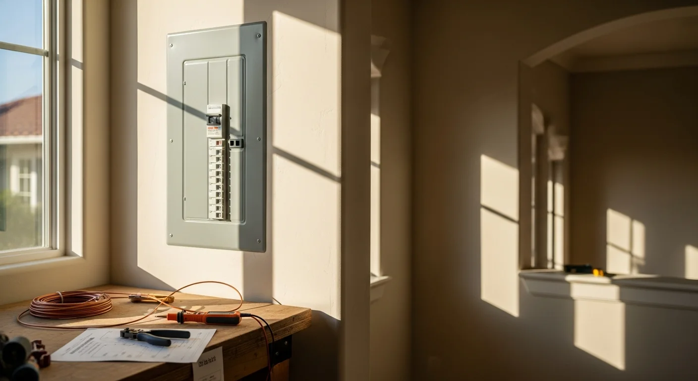 Licensed electrician installing recessed lighting in a home