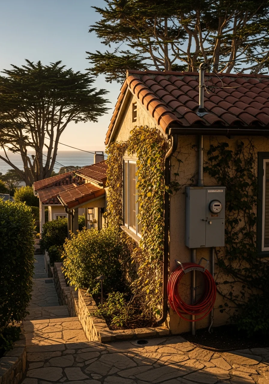 A Carmel residential property showcasing the village's artistic character and ocean-view setting.